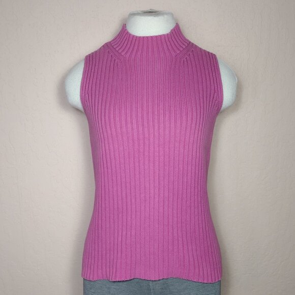 Petite Sophisticate Sweaters - Women's Mock-Neck Cable-Knit Sleeveless Sweater